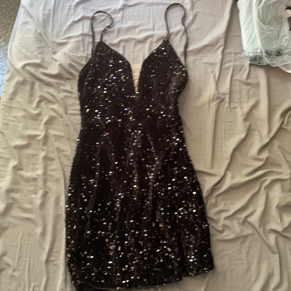 shein black sparkly dress